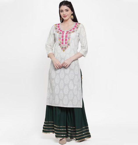 Women White Hem Design